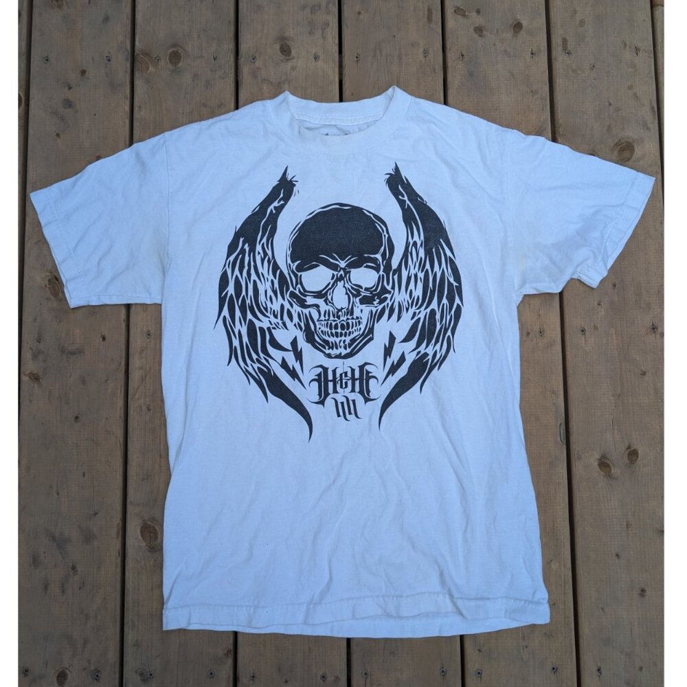 Vintage Hart & Huntington Skull Graphic T-Shirt – White, Size M